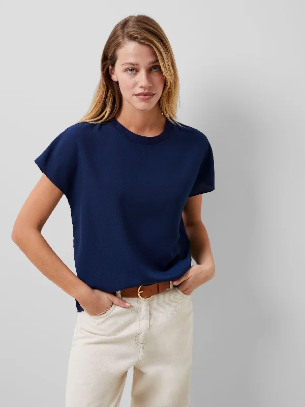 Crepe Light Crew Neck Top Eco Friendly Fashion Sale