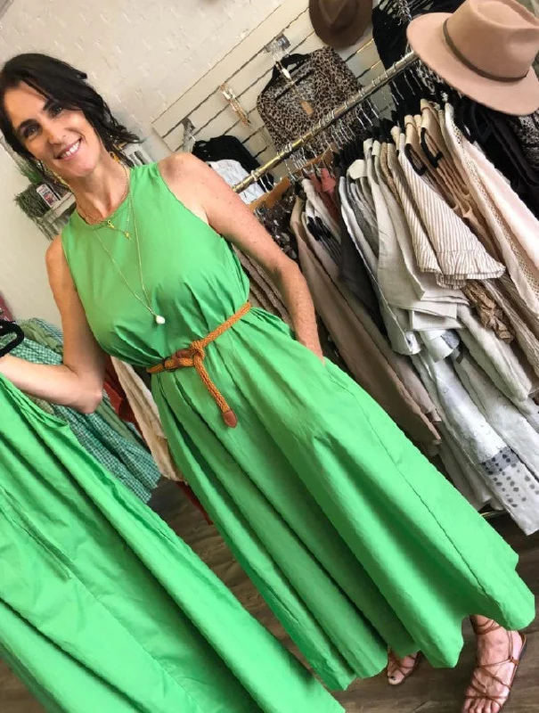 Colby Poplin Maxi dress green Brand Name Clothing Discount Extravaganza