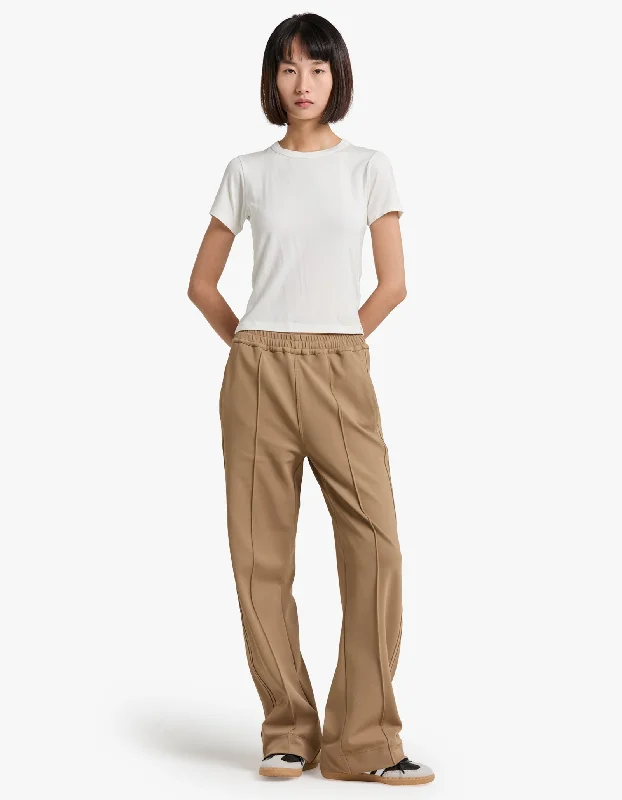 Twill Pinstitch Detail Pant - Tan Holiday Glam