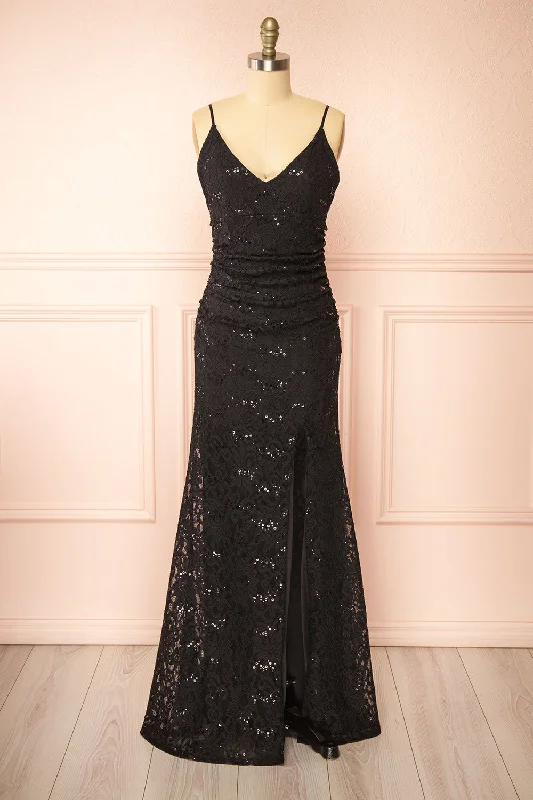 Samy Black | Sparkly Lace Mermaid Dress w/ Slit Chic Outfits