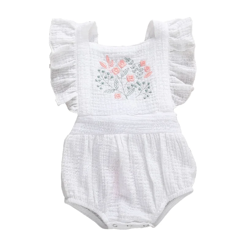 THEA Embroidered Ruffle Romper Limited Time Offer