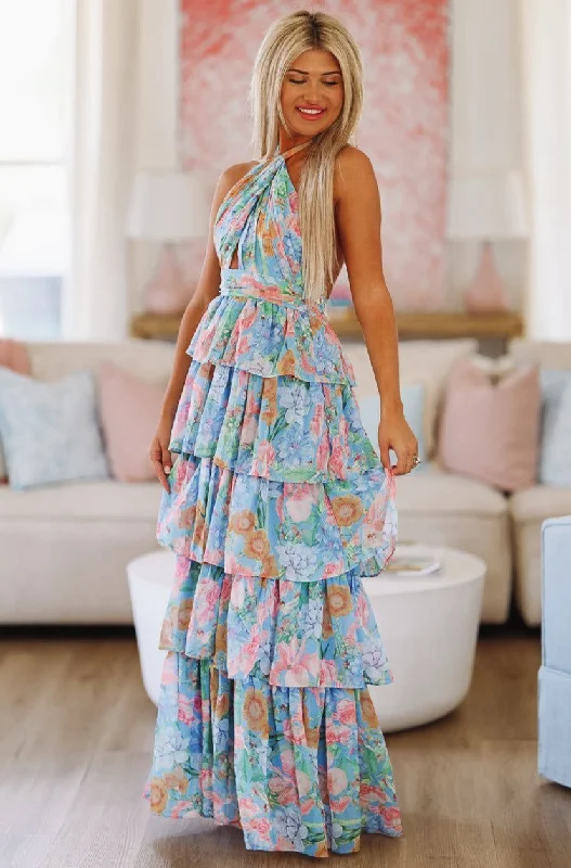 Stay True to You Maxi Dress - Blue Flowy Fabric