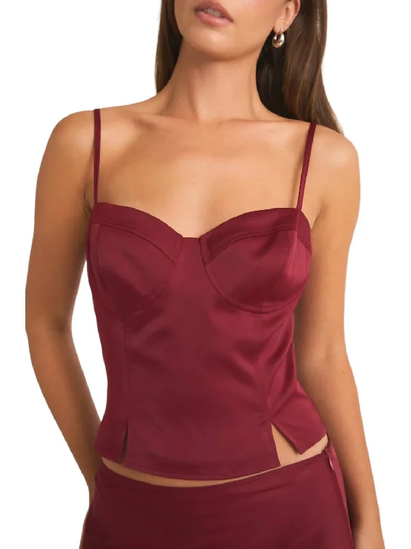 Satin Bustier Top In Wine Special Offers, Don't Miss