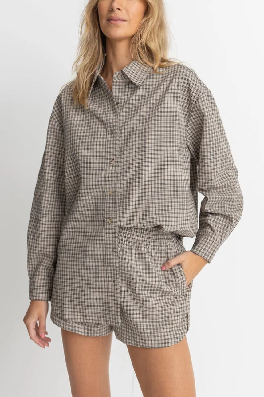 Rhythm Sandy Check Oversized Shirt - NATURAL Redefining Women's Style