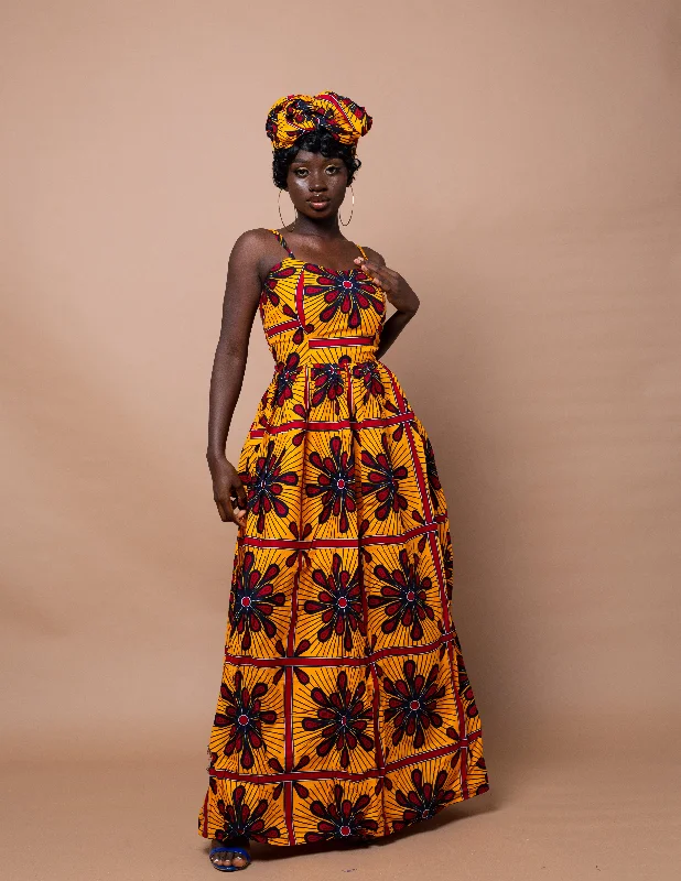 Doyin Ankara Maxi Dress | Yellow African Print Daily Deals