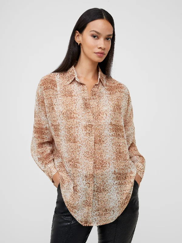 Snake Smooth Georgette Popover Shirt Luxury Fashion