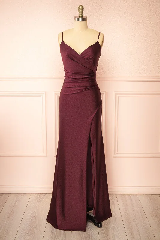 Nyra Burgundy | Mermaid Dress w/ Wrapped Bodice Bold Fashion