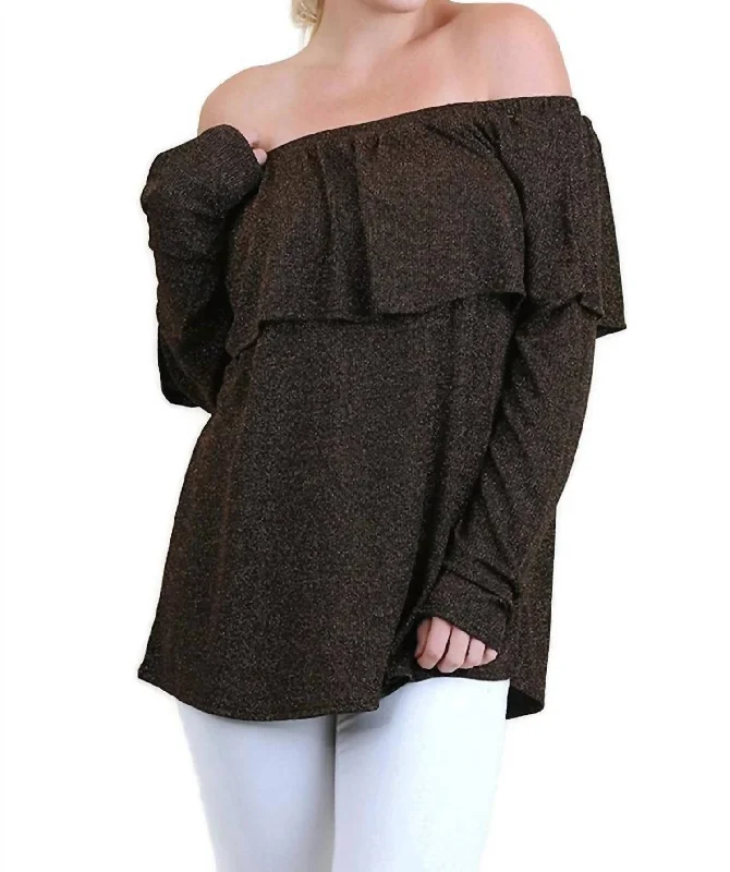 Metallic Ruffled Tunic - Plus In Copper Trendy Styles