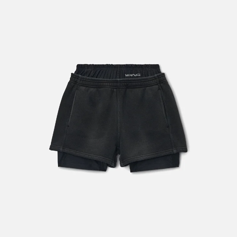 T by Alexander Wang Prestyled Bike Sweatshort - Washed Black Limited Time Offer