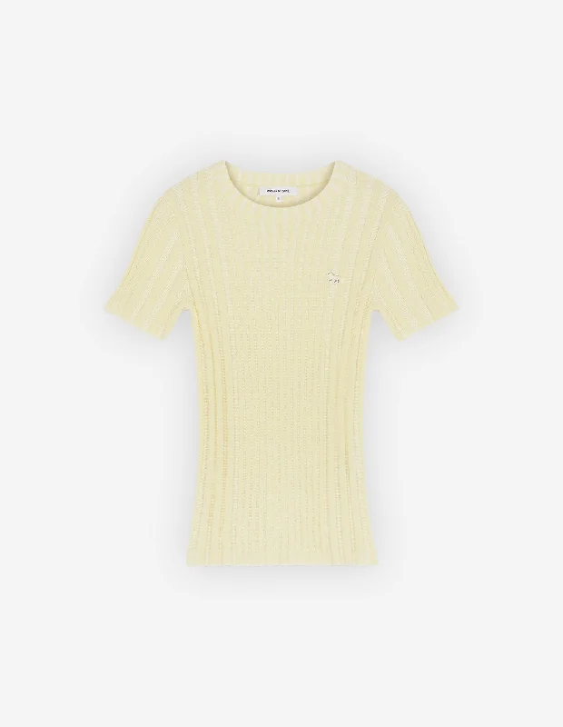 Women's Baby Fox Patch Cropped Sleeve Ribbed Jumper Lemonade Chic Trends Unveiled