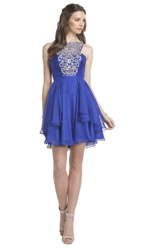 Trevi Collection - Bedazzled Halter Neck Homecoming Affordable Prom Dress Limited - Edition Drops