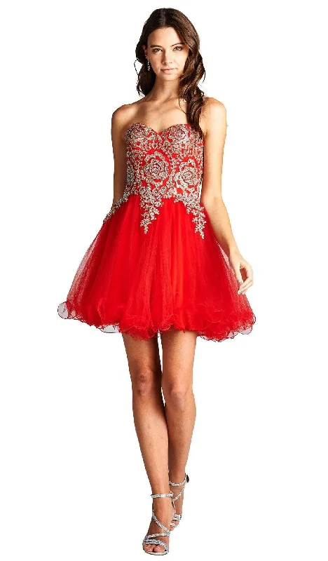 Trevi Collection - Strapless Embroidered A-line Homecoming Dress Spring Fling Sale