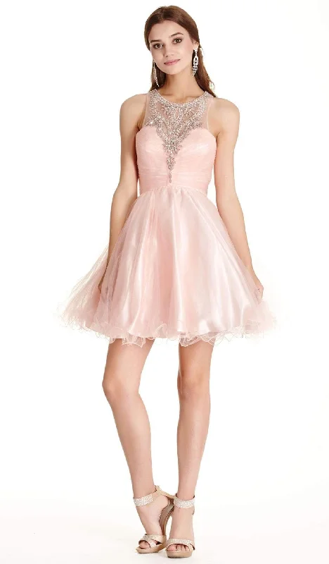 Trevi Collection - Dazzling Illusion Halter Affordable Prom Dress Fashion-Forward