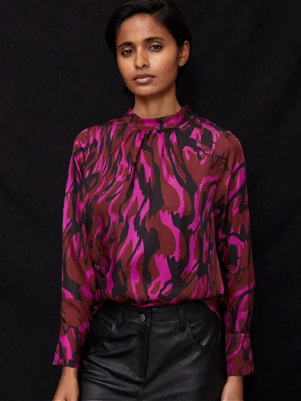 Linda Viscose Satin Top | Magenta Swirl Best Sellers