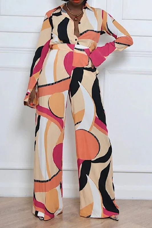 Geometric Print Classic Wide Leg Jumpsuit The Latest Trends