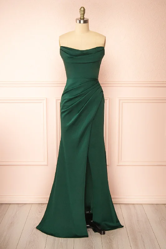 Ailsa Green | Strapless Gown w/ High Slit Imeless Style