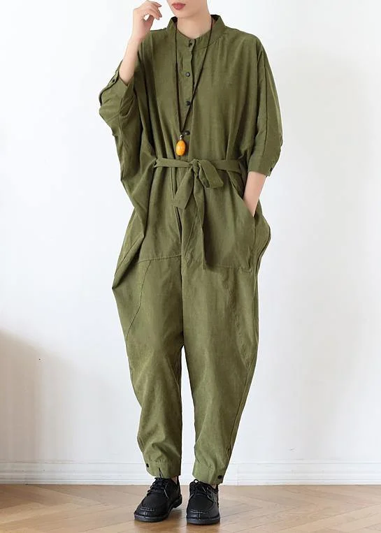 2024 Fall army green original design retro  drawstring one-piece overalls Stylish Statements