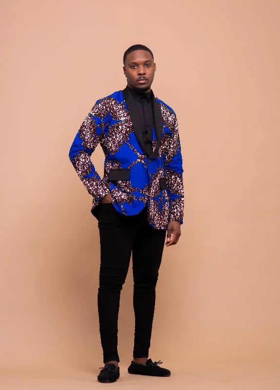 Caleb Ankara Men Blazer | Blue African Print Limited Time Offer