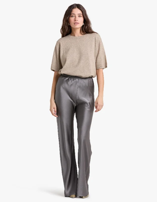 Bias Cut Pants - Grey Pearl Evening Elegance