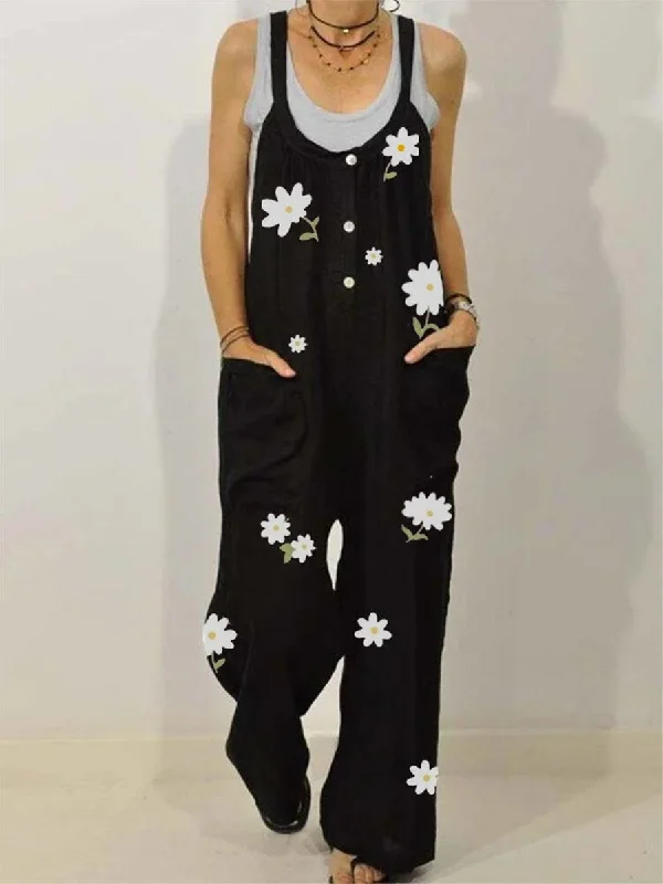 Little Flower Printed Casual Jumpsuit Cutting Edge Fashion