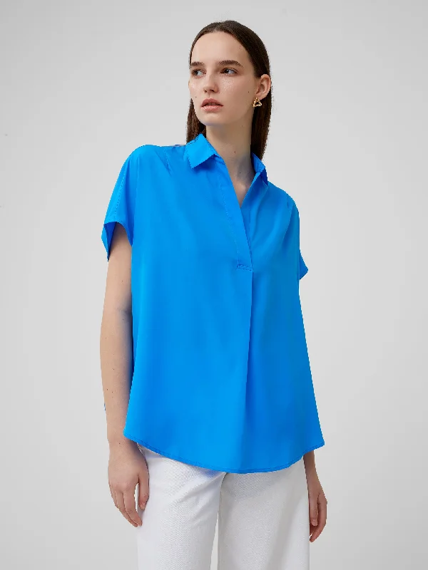 Crepe Light Cap Sleeve Popover Shirt Budget Friendly Fashion