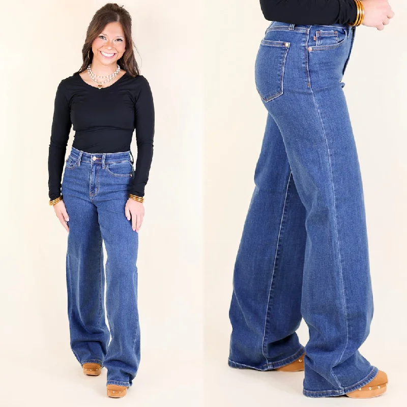 Judy Blue | High Society High Waisted Vintage Wide Leg Jean in Medium Wash Comfort Meets Fashion