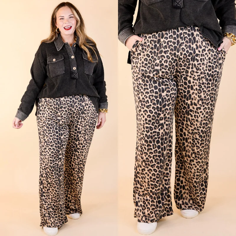 Let's Stay Home Wide Leg Lounge Pants with Pockets in Leopard Stay Ahead In Style