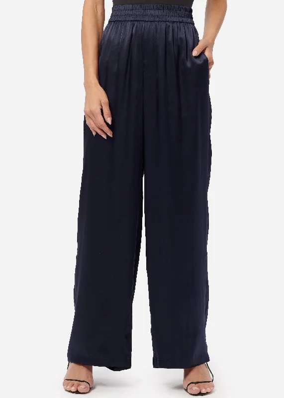 Bleecker Silk Pant Navy Current Trends