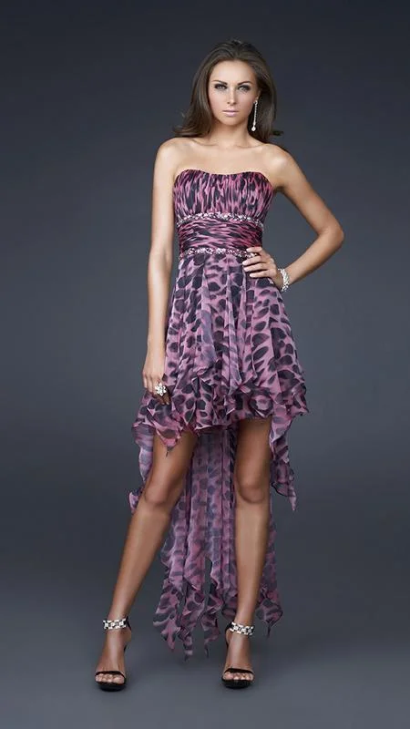 La Femme - 16293 High Low Dress with Animal Print The Latest Trends