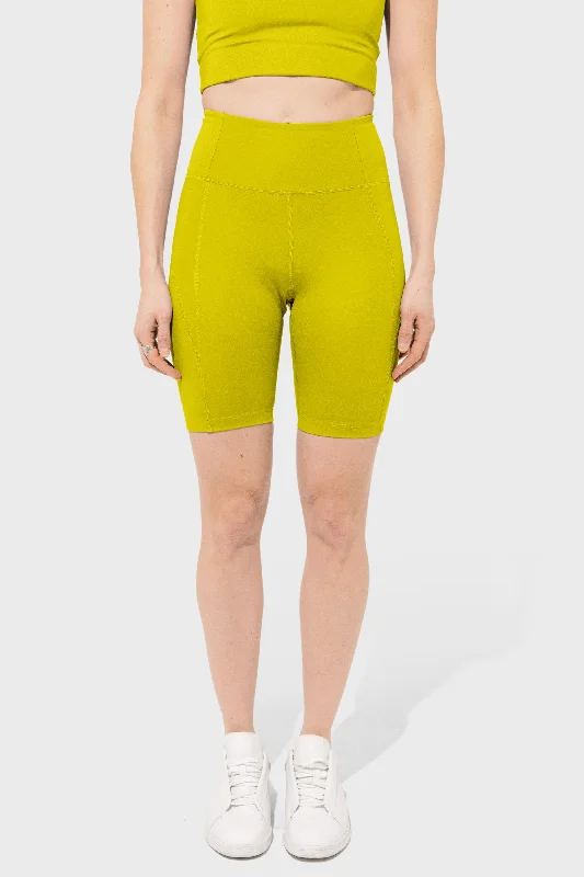 High Rise Bike Short in Chartreuse Boutique Styles