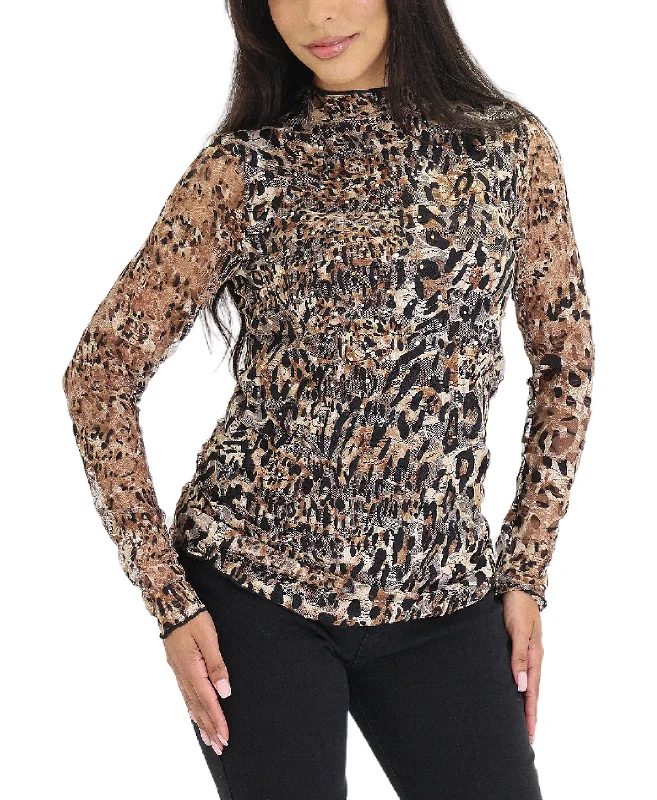 Leopard Lace Top w/ Crystals Trendy Clothing Sale