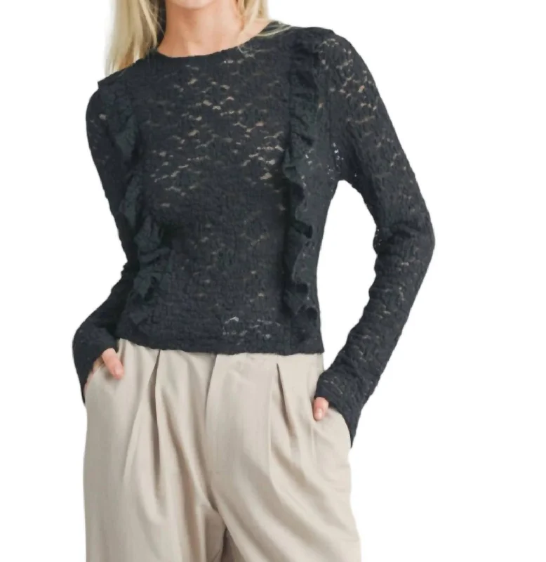 Journey Lace Love Sleeve Top In Black Final Clearance