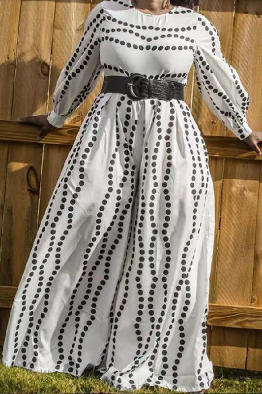 Polka Dot Cozy Wide Leg Jumpsuit Odd Size Clearance Sale