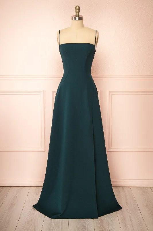 Izabella Green | A-line Maxi Dress w/ Open Back Trendy Aesthetics