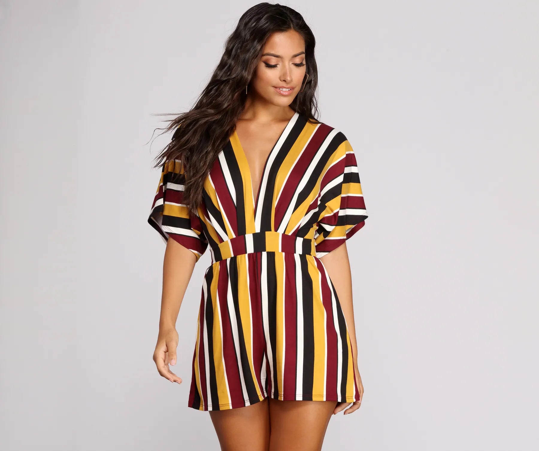 Seeing Stripes Kimono Sleeve Romper Limited Styles