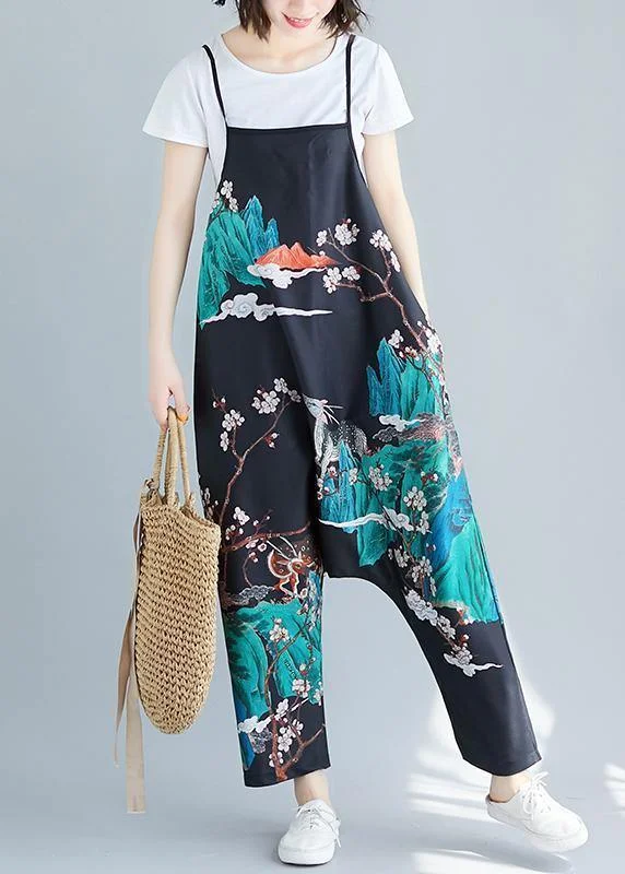 Summer simple fashion print personality bib nine points casual piece harem pants Fashion Sale