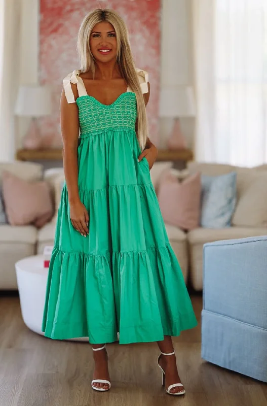 Cherished Maxi Dress - Kelly Green Break Fashion Norms