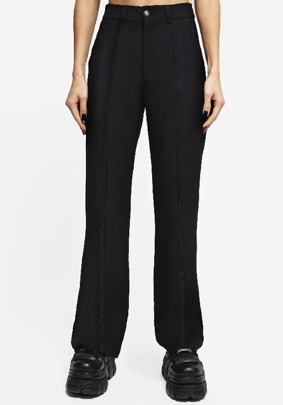 Nightlife Lace Trim Flared Trousers Coastal Beach - Inspired Style