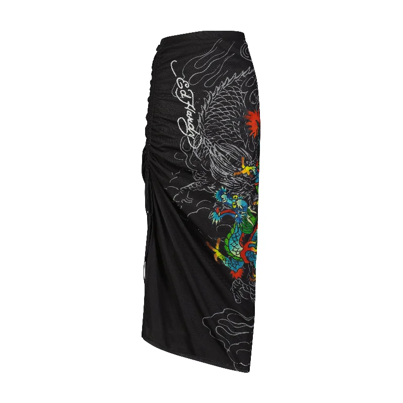 Dragon Print Mesh Maxi Skirt Trending Items