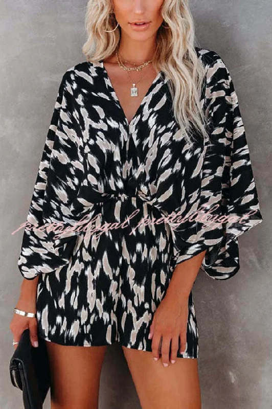 On The Lookout Linden Printed Kimono Romper Casual Chic