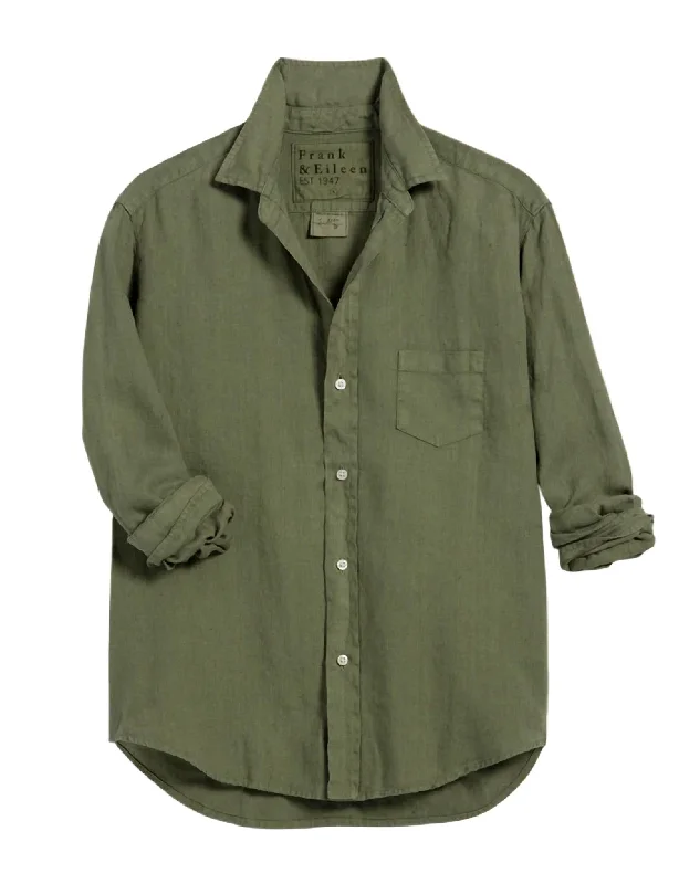 Women's Relaxed Button-Up Shirt In Olive Great Prices On Feminine Styles