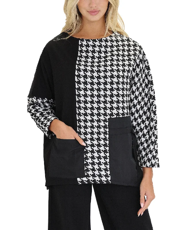 Houndstooth Colorblock Top Attire Sale