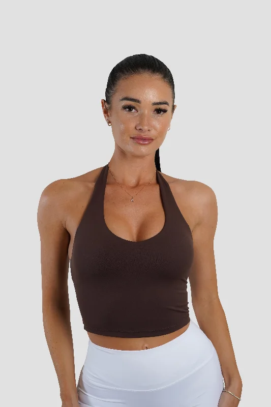 KIARA HALTER TOP - ESPRESSO Limited Stock, Big Discounts