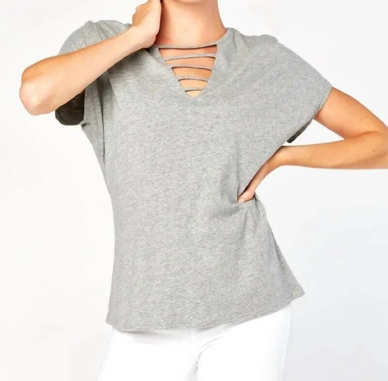 Alice V Neck Organic Cotton Top In Gray Lighten Up With Nordic Styles