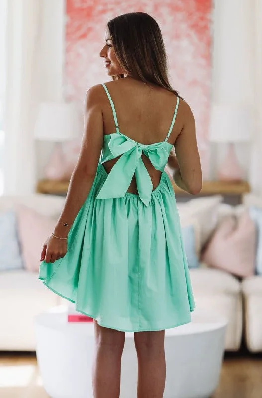 Always Adored Babydoll Mini Dress - Green Best Seller