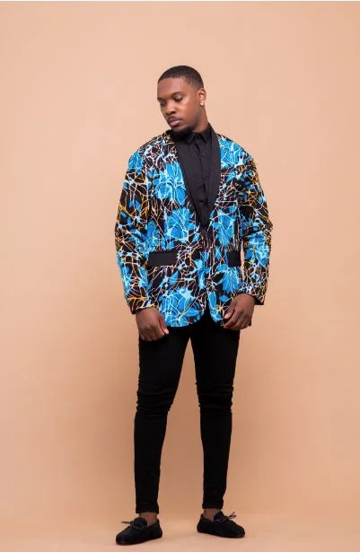 Connor Ankara Men Blazer | Blue African Print Limited Styles