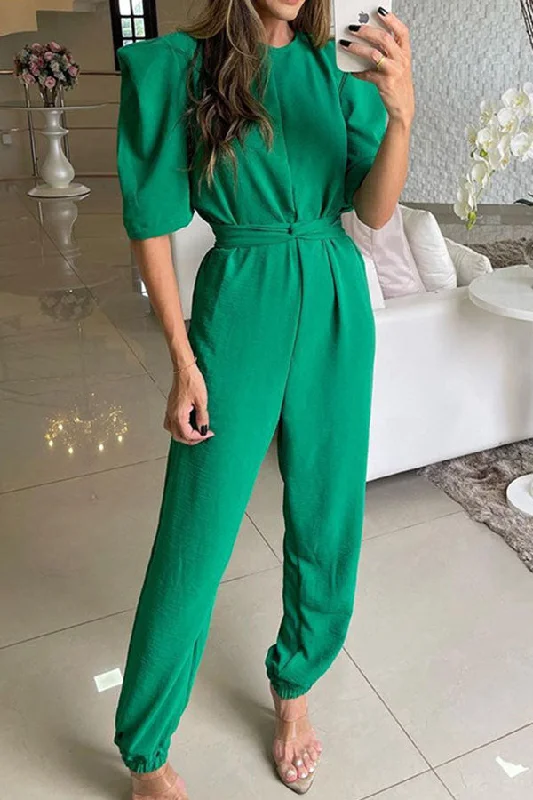 Solid Color Simple Twisted Detail Jumpsuit Massive Savings