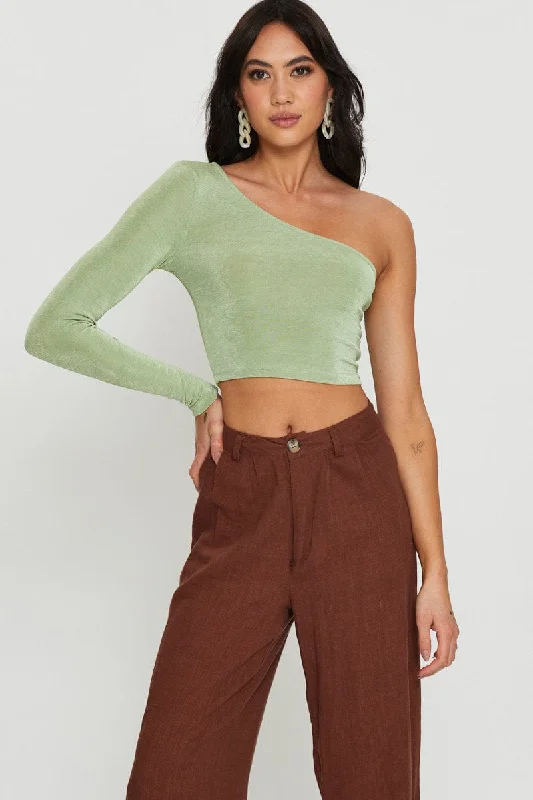 Green Slinky Top One Shoulder Limited Quantities