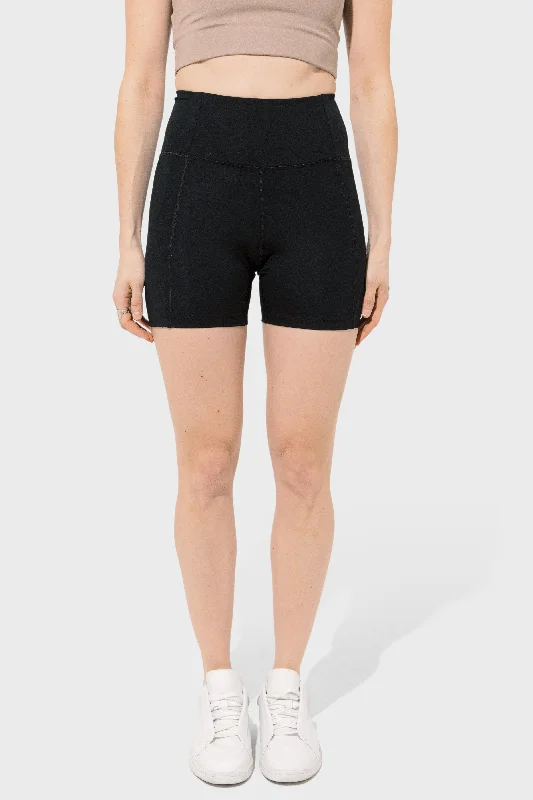 High Rise Run Short in Black Evening Elegance