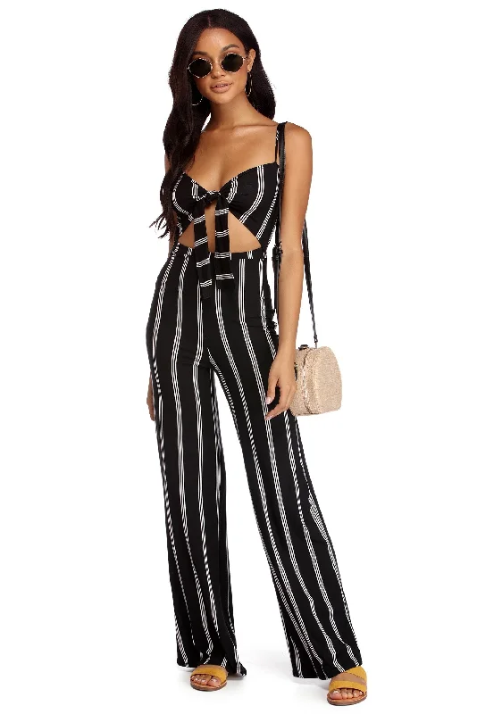 Tied To Perfection Striped Jumpsuit Limited - Time Bundle